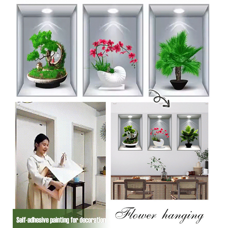 (৩ পিচের সেট )Aisle wall stickers decorative potted plants